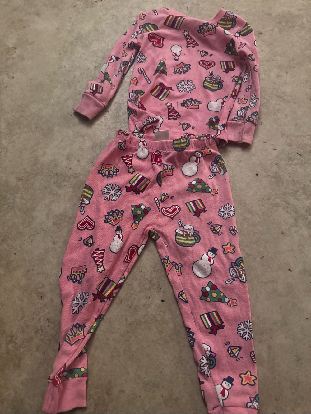 Girls' Pink Holiday Print Pajama Set